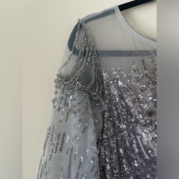 NWT Mac Duggal JEWEL ENCRUSTED ILLUSION LONG SLEEVE A LINE GOWN $798 - Picture 14 of 16